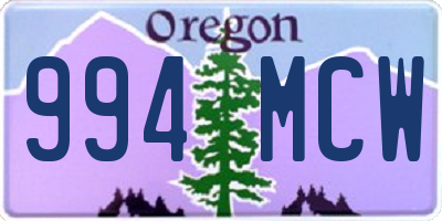 OR license plate 994MCW