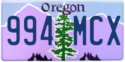 OR license plate 994MCX