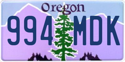 OR license plate 994MDK