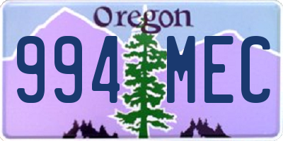 OR license plate 994MEC