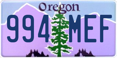 OR license plate 994MEF