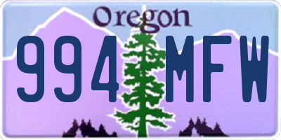 OR license plate 994MFW