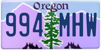 OR license plate 994MHW