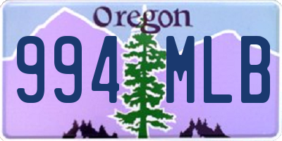 OR license plate 994MLB