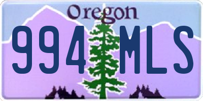 OR license plate 994MLS