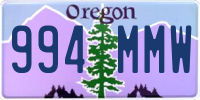 OR license plate 994MMW