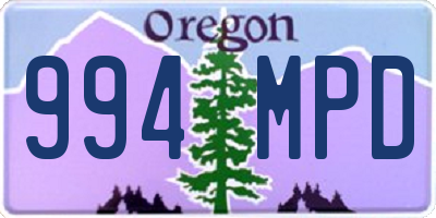 OR license plate 994MPD