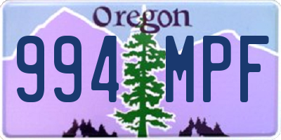 OR license plate 994MPF