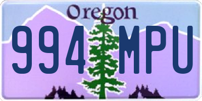 OR license plate 994MPU