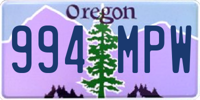 OR license plate 994MPW