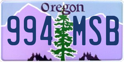 OR license plate 994MSB