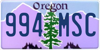 OR license plate 994MSC