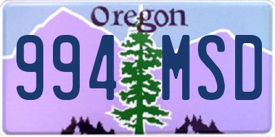 OR license plate 994MSD