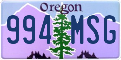 OR license plate 994MSG