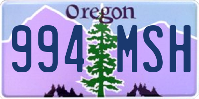 OR license plate 994MSH