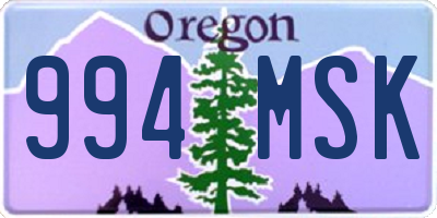 OR license plate 994MSK