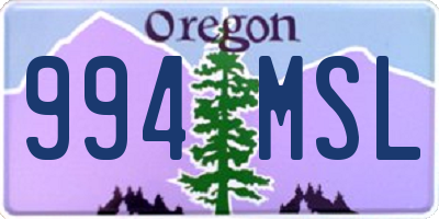 OR license plate 994MSL