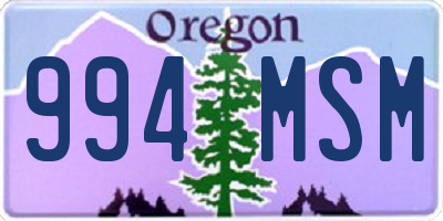 OR license plate 994MSM