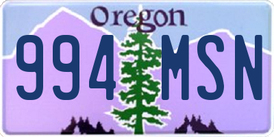 OR license plate 994MSN