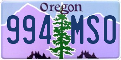 OR license plate 994MSO