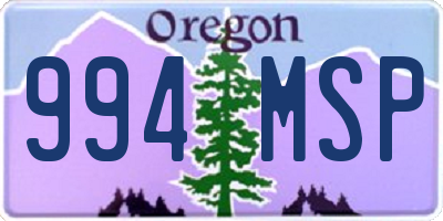 OR license plate 994MSP