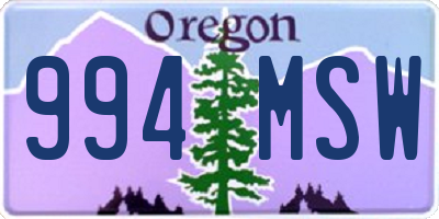 OR license plate 994MSW