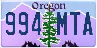 OR license plate 994MTA