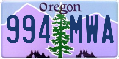 OR license plate 994MWA