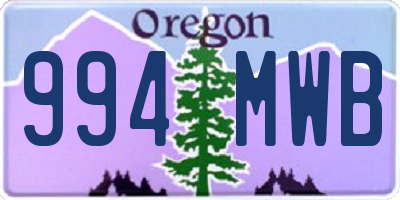 OR license plate 994MWB