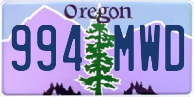 OR license plate 994MWD