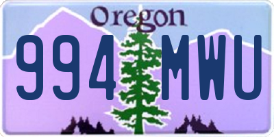 OR license plate 994MWU