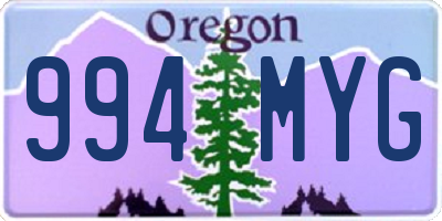 OR license plate 994MYG