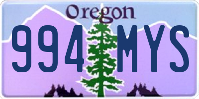 OR license plate 994MYS