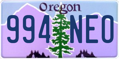 OR license plate 994NEO
