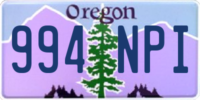 OR license plate 994NPI