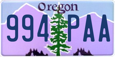 OR license plate 994PAA