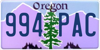 OR license plate 994PAC