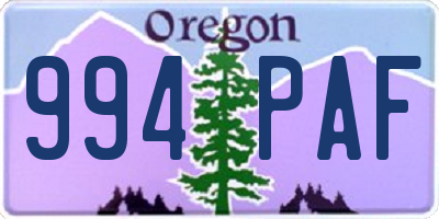 OR license plate 994PAF