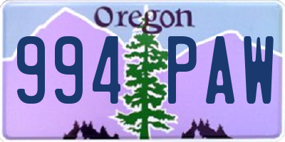 OR license plate 994PAW