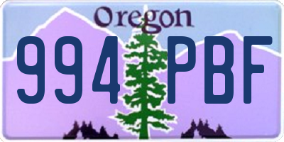 OR license plate 994PBF