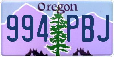 OR license plate 994PBJ