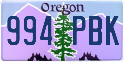OR license plate 994PBK