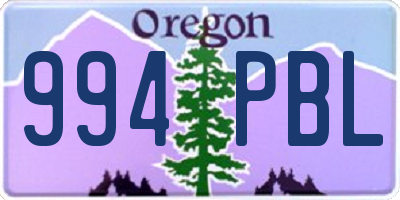 OR license plate 994PBL