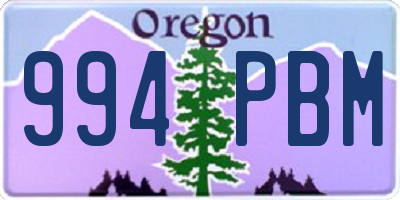OR license plate 994PBM
