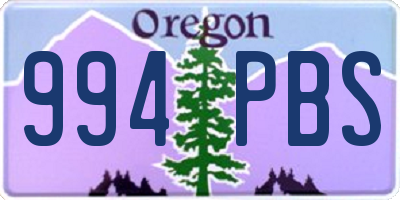OR license plate 994PBS