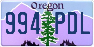 OR license plate 994PDL