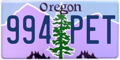 OR license plate 994PET