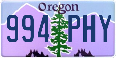OR license plate 994PHY