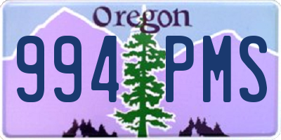 OR license plate 994PMS