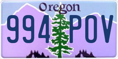 OR license plate 994POV